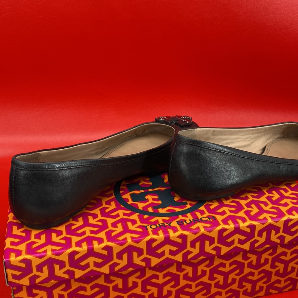 Tory Burch Lowell Black Leather Flats size 8M - Picture 12 of 16